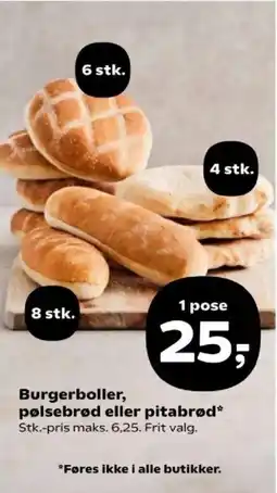 Kvickly Burgerboller, pølsebrød eller pitabrød tilbud
