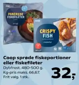 SuperBrugsen Coop sprøde fiskeportioner eller fiskefileter tilbud