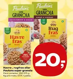 SuperBrugsen Havre-, rugfras eller Pauluns super granola tilbud