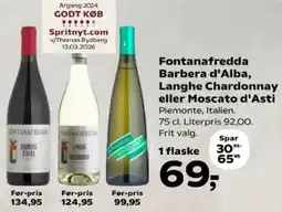 SuperBrugsen Fontanafredda Barbera d'Alba Langhe Chardonnay eller Moscato d'Asti tilbud