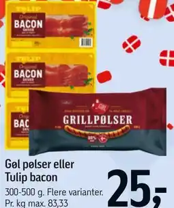 Føtex Gøl pølser eller Tulip bacon tilbud