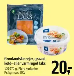 Føtex Grønlandske rejer, gravad, kold- eller varmrøget laks tilbud