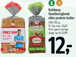 Føtex Kohberg familierugbrød eller protein boller tilbud
