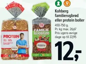 Føtex Kohberg familierugbrød eller protein boller tilbud