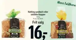 Føtex Hatting sandwich eller solsikke klapper tilbud