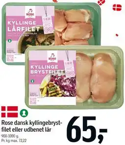 Føtex Rose dansk kyllingebrystfilet eller udbenet lår tilbud