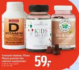 Føtex Yummylab vitaminer, Fitness Pharma gummies eller Lekaform maxi/gummies tilbud
