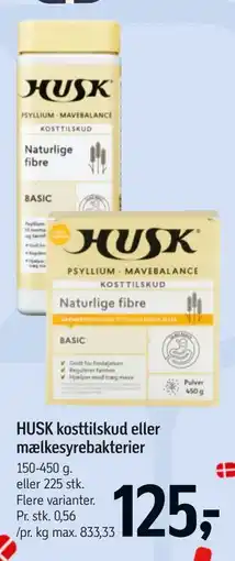 Føtex HUSK kosttilskud eller mælkesyrebakterier tilbud