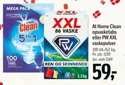 Føtex At Home Clean opvasketabs eller PW XXL vaskepulver tilbud