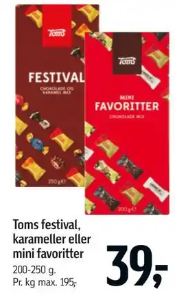 Føtex Toms festival, karameller eller mini favoritter tilbud