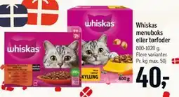 Føtex Whiskas menuboks eller tørfoder tilbud