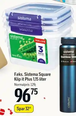 Føtex Sistema Square Klip it Plus 1,15 liter tilbud