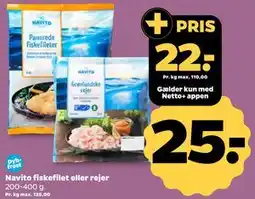 Netto Navito fiskefilet eller rejer tilbud