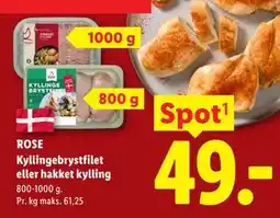 Lidl ROSE Kyllingebrystfilet eller hakket kylling tilbud