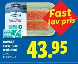 Lidl HAVBLÅ Laksefileter med skind tilbud