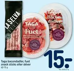 REMA 1000 Taga bacondadler, fuet snack sticks eller skiver tilbud