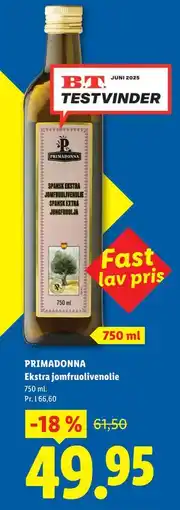 Lidl PRIMADONNA Ekstra jomfruolivenolie tilbud