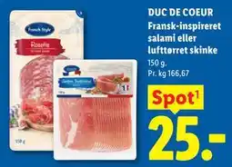 Lidl DUC DE COEUR Fransk-inspireret salami eller lufttørret skinke tilbud