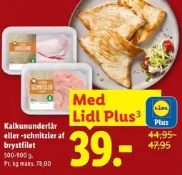 Lidl Kalkununderlår eller -schnitzler af brystfilet, App-pris tilbud