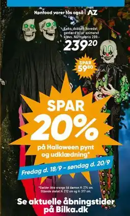 Bilka SPAR 20% på Halloween pynt og udklædning tilbud