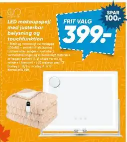 Bilka LED makeupspejl med justerbar belysning og touchfunktion tilbud