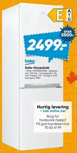 Bilka Køle-fryseskab tilbud