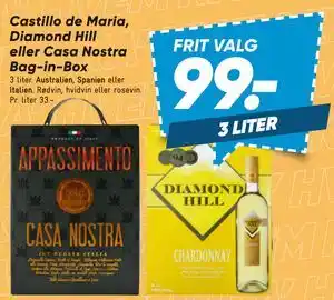 Bilka Castillo de Maria, Diamond Hill eller Casa Nostra Bag-in-Box tilbud