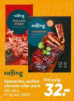 Bilka Spareribs, pulled chicken eller pork tilbud