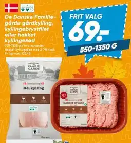 Bilka De Danske Familiegårde gårdkylling, kyllingebrystfilet eller hakket kyllingekød tilbud