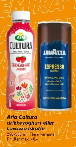 Bilka Arla Cultura drikkeyoghurt eller Lavazza iskaffe tilbud