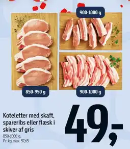Føtex Koteletter med skaft, spareribs eller flæsk i skiver af gris tilbud