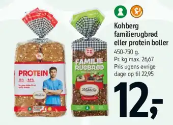 Føtex Kohberg familierugbrød eller protein boller tilbud