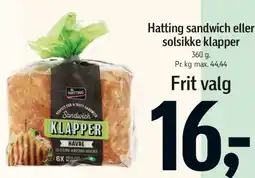 Føtex Hatting sandwich eller solsikke klapper tilbud