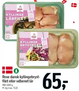 Føtex Rose dansk kyllingebrystfilet eller udbenet lår tilbud