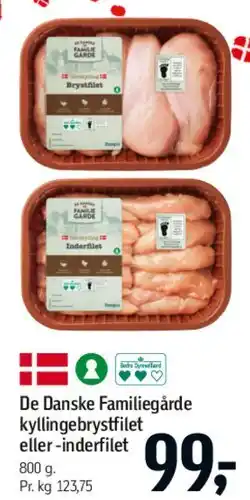 Føtex De Danske Familiegårde kyllingebrystfilet eller -inderfilet tilbud
