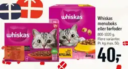 Føtex Whiskas menuboks eller tørfoder tilbud