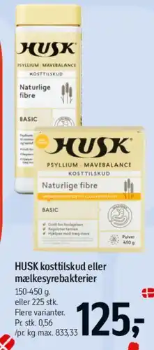 Føtex HUSK kosttilskud eller mælkesyrebakterier tilbud