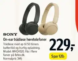 Føtex Sony On-ear trådløse høretelefoner tilbud