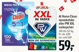 Føtex At Home Clean opvasketabs eller PW XXL vaskepulver tilbud