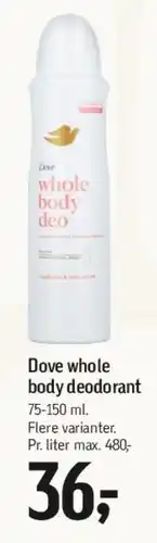 Føtex Dove whole body deodorant tilbud
