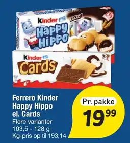 Fakta Tyskland Ferrero Kinder Happy Hippo el. Cards tilbud