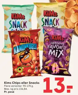 SPAR Kims Chips eller Snacks tilbud