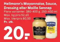 SPAR Hellmann's Mayonnaise, Sauce, Dressing eller Maille Sennep tilbud