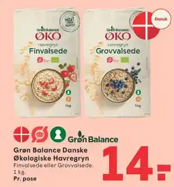 SPAR Grøn Balance Økologiske Havregryn tilbud