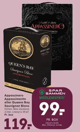 SPAR AppassinerO Appassimento eller Queens Bay Sauvignon Blanc tilbud