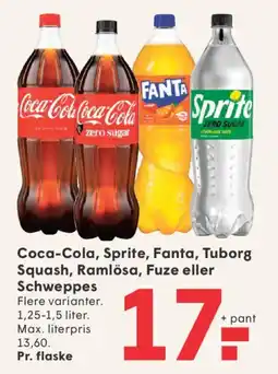 SPAR Coca-Cola Sprite Fanta Tuborg Squash Ramlösa Fuze Schweppes tilbud