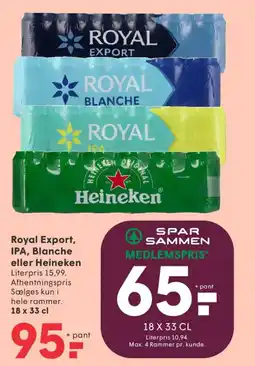 SPAR Royal Export, IPA, Blanche eller Heineken tilbud