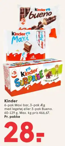 SPAR Kinder Maxi bar tilbud