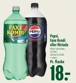 Min Købmand Pepsi Faxe Kondi eller Mirinda tilbud