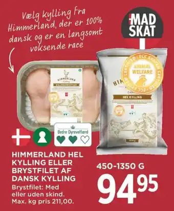 MENY Himmerland hel kylling eller brystfilet af dansk kylling tilbud